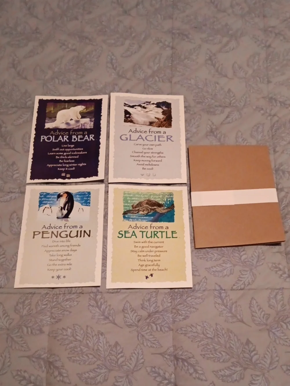 Whimsical Advice Cards Set of 4 w/brown Envelopes